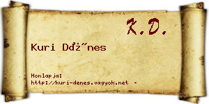 Kuri Dénes névjegykártya